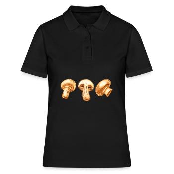 Drei braune Pilze die Champignons Pilze - Frauen Polo Shirt - Schwarz - Vorne - Ailine (174cm)
