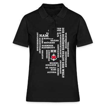 Hamburg Begriffe / Herz auf Anker / Text weiss - Frauen Polo Shirt - Schwarz - Vorne - Ailine (174cm)