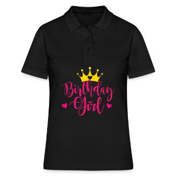 Birthday Girl with Crown and hearts Happy Birthday - Women's Polo Shirt - black - Front - Ailine (174cm)