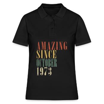 Octobre 1973 Anniversaire Octobre 1973 Octobre - Polo Femme - noir - Devant - Ailine (174cm)