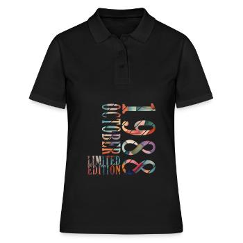 Octobre 1988 Anniversaire Octobre 1988 Octobre - Polo Femme - noir - Devant - Ailine (174cm)