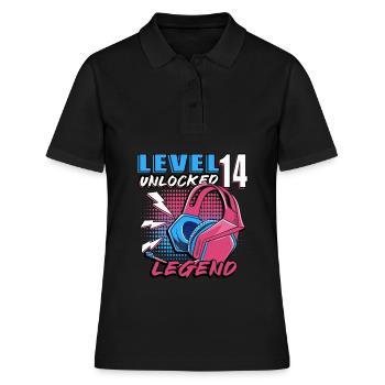 14. Geburtstag Level 14 Gamer Geschenk - Frauen Polo Shirt - Schwarz - Vorne - Ailine (174cm)