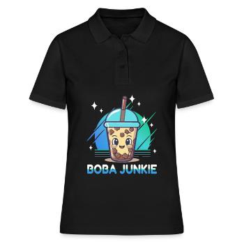 Boba Junkie Bubble Tea Junkie - Polo Femme - noir - Devant - Ailine (174cm)