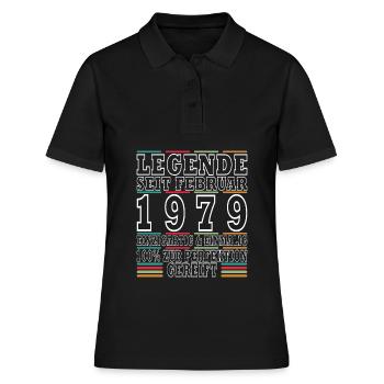 Februar 1979 Geburtstag Februar 1979 Februar - Frauen Polo Shirt - Schwarz - Vorne - Ailine (174cm)