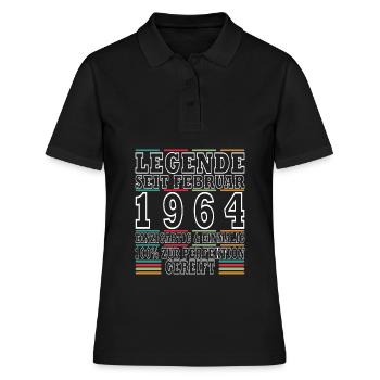 Februar 1964 Geburtstag Februar 1964 Februar - Frauen Polo Shirt - Schwarz - Vorne - Ailine (174cm)