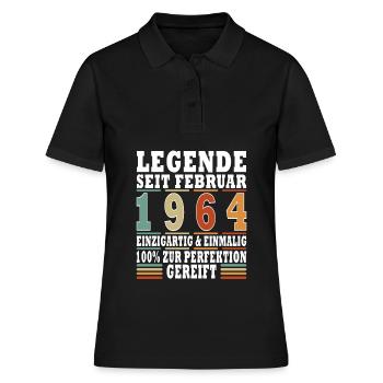 Februar 1964 Geburtstag Februar 1964 Februar - Frauen Polo Shirt - Schwarz - Vorne - Ailine (174cm)