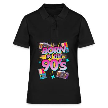 born in the 90s - 90er Kind 90iger 90's Spruch - Frauen Polo Shirt - Schwarz - Vorne - Ailine (174cm)