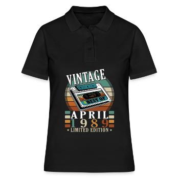 April 1989. Geburtstagsgeschenk April 1989 April - Frauen Polo Shirt - Schwarz - Vorne - Ailine (174cm)