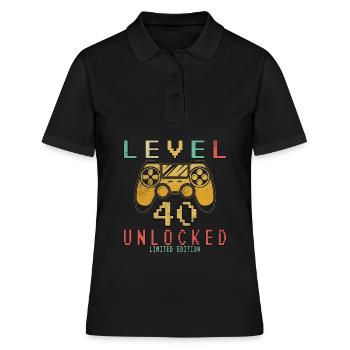 Niveau 40 débloqué - 40 ans d’anniversaire du joueur - Polo Femme - noir - Devant - Ailine (174cm)