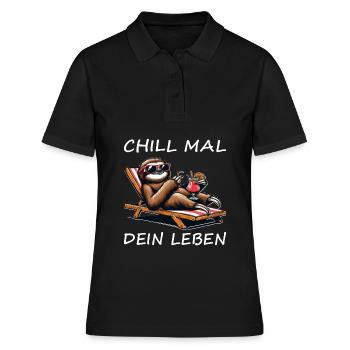Chill mal Faultier chillen relax - Frauen Polo Shirt - Schwarz - Vorne - Ailine (174cm)