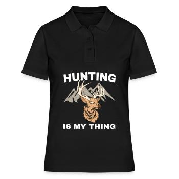 Hirsch Jagd Retro Rotwild Jäger Hirsche Jagen - Frauen Polo Shirt - Schwarz - Vorne - Ailine (174cm)