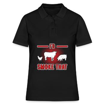 Ich smoke das - Retro Grillen Smoker - Frauen Polo Shirt - Schwarz - Vorne - Ailine (174cm)