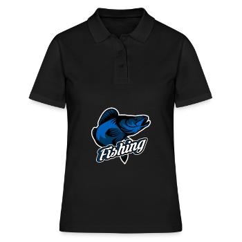 Zander Angeln - Frauen Polo Shirt - Schwarz - Vorne - Ailine (174cm)