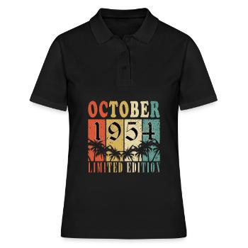 Né en octobre 1954 | Anniversaire Octobre 1954 - Polo Femme - noir - Devant - Ailine (174cm)