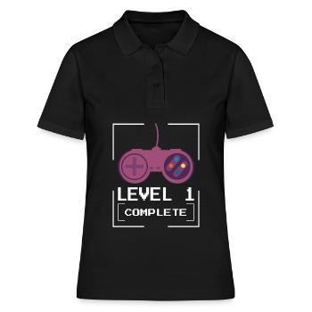 Level 1 complete 1 Geburtstag Spielkonsole - Frauen Polo Shirt - Schwarz - Vorne - Ailine (174cm)