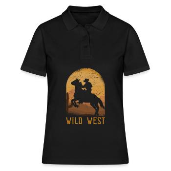 Wild West - Frauen Polo Shirt - Schwarz - Vorne - Ailine (174cm)