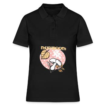 Pilze Herbst Laub Cottage Core - Frauen Polo Shirt - Schwarz - Vorne - Ailine (174cm)