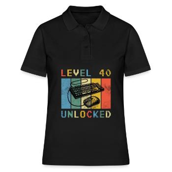 Niveau 40 débloqué - 40 ans Anniversaire du joueur - Polo Femme - noir - Devant - Ailine (174cm)