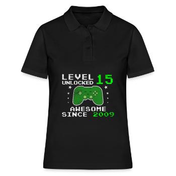 Level 15 freigeschaltet legendär seit 2009 - Frauen Polo Shirt - Schwarz - Vorne - Ailine (174cm)