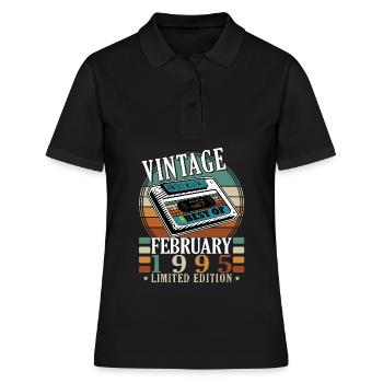 Februar 1995 Jubiläum Februar 1995 Februar - Frauen Polo Shirt - Schwarz - Vorne - Ailine (174cm)