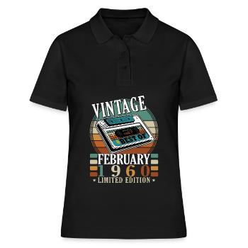 Februar 1960 Jubiläum Februar 1960 Februar - Frauen Polo Shirt - Schwarz - Vorne - Ailine (174cm)