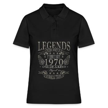 Februar 1970 Jubiläum Februar 1970 Februar - Frauen Polo Shirt - Schwarz - Vorne - Ailine (174cm)