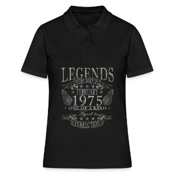 Februar 1975 Jubiläum Februar 1975 Februar - Frauen Polo Shirt - Schwarz - Vorne - Ailine (174cm)
