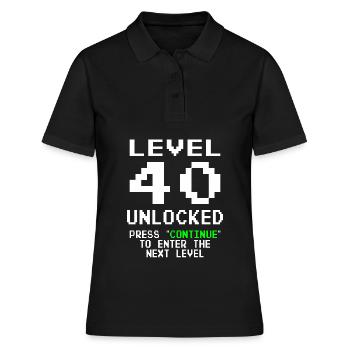 Niveau 40 débloqué - 40 ans Anniversaire du joueur - Polo Femme - noir - Devant - Ailine (174cm)
