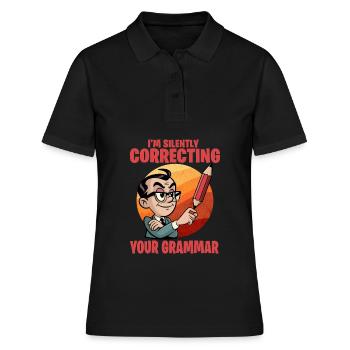 Je corrige silencieusement votre grammaire - Polo Femme - noir - Devant - Ailine (174cm)