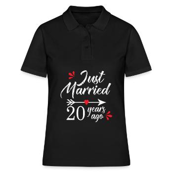 anniversaire de mariage 20 ans Marié depuis 20 ans - Polo Femme - noir - Devant - Ailine (174cm)
