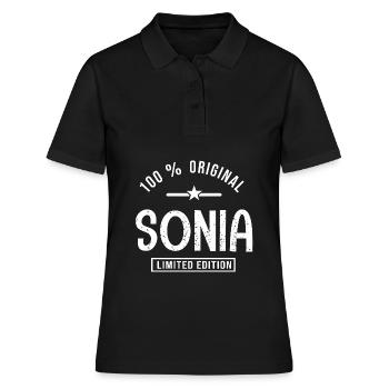 Sonia shirt personnalisé prénom sonia - Polo Femme - noir - Devant - Ailine (174cm)