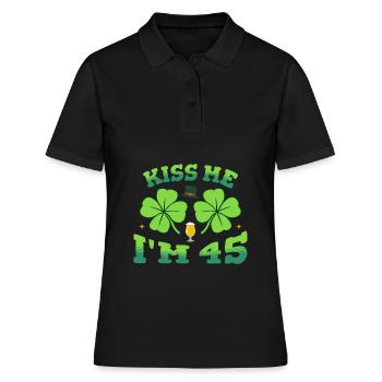 Embrasse-moi J’ai quarante-cinq ans Saint-Patrick 2026 Bday - Polo Femme - noir - Devant - Ailine (174cm)