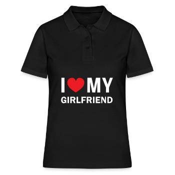 I love my Girlfriend with red heart Love - Frauen Polo Shirt - Schwarz - Vorne - Ailine (174cm)