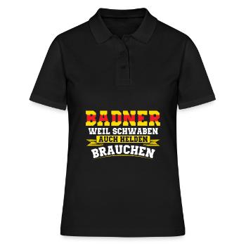 Baden Geschenkidee | Badner Badisch Badener Flagge - Frauen Polo Shirt - Schwarz - Vorne - Ailine (174cm)