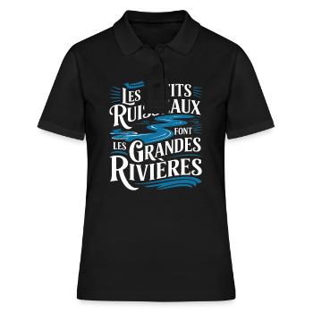 Les petits ruisseaux font les grandes rivières" - Polo Femme - noir - Devant - Ailine (174cm)