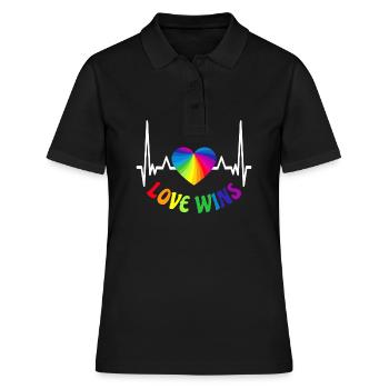 LOVE WINS LGBT Pride Gay Pride Month LGBTQ - Women's Polo Shirt - black - Front - Ailine (174cm)