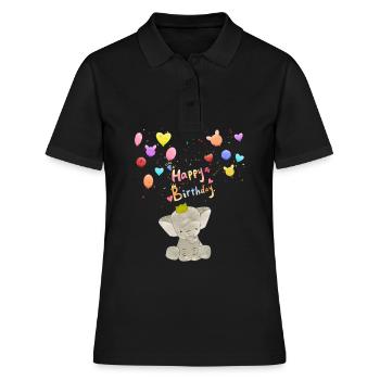 Baby Elefant Geburtstag Happy Birthday - Frauen Polo Shirt - Schwarz - Vorne - Ailine (174cm)