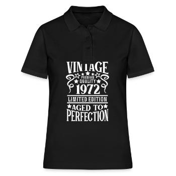 Retro Vintage 1972 Birthday 50 Years Born in 1972 - Frauen Polo Shirt - Schwarz - Vorne - Ailine (174cm)