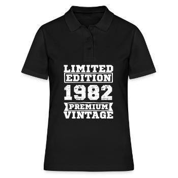 Vintage 1982 funny Birthday Quotes 40 Years 1982 - Frauen Polo Shirt - Schwarz - Vorne - Ailine (174cm)
