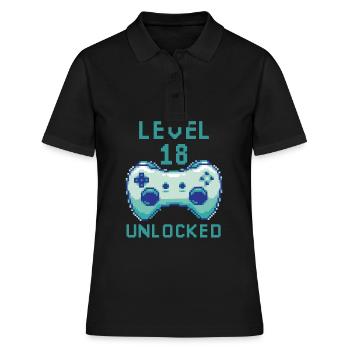 Level 18 unlocked Headphones for Gamer Quotes - Women's Polo Shirt - black - Front - Ailine (174cm)