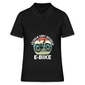 Lächeln Statt Hecheln Fahrrad E-Bike Biker - Frauen Polo Shirt - Schwarz - Vorne - Ailine (174cm)