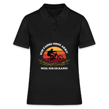 Ich Fahre ohne Akku lustige Fahrrad Sprüche - Frauen Polo Shirt - Schwarz - Vorne - Ailine (174cm)