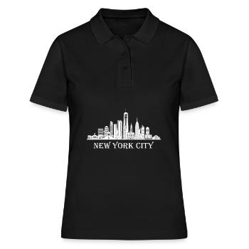 New York City Skyline USA America - Frauen Polo Shirt - Schwarz - Vorne - Ailine (174cm)