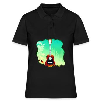 Colorful Guitar in Forest Nature Music - Women's Polo Shirt - black - Front - Ailine (174cm)