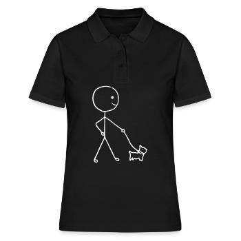 Funny Stickman walking with a Dog - Frauen Polo Shirt - Schwarz - Vorne - Ailine (174cm)