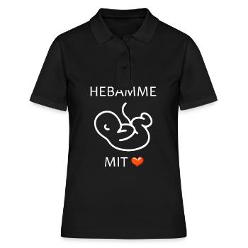 Hebamme mit Herz Baby eine Hebamme - Frauen Polo Shirt - Schwarz - Vorne - Ailine (174cm)