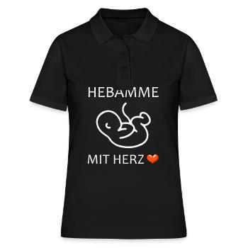 Hebamme mit Herz Baby eine Hebamme - Frauen Polo Shirt - Schwarz - Vorne - Ailine (174cm)