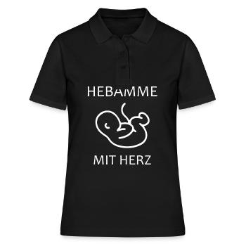 Hebamme mit Herz Baby eine Hebamme - Frauen Polo Shirt - Schwarz - Vorne - Ailine (174cm)