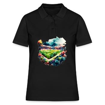 Football Stadium in Watercolor Fussball Stadion - Frauen Polo Shirt - Schwarz - Vorne - Ailine (174cm)