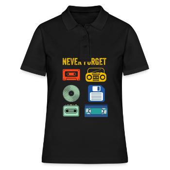 Never Forget Retro electronic devices Vintage - Frauen Polo Shirt - Schwarz - Vorne - Ailine (174cm)